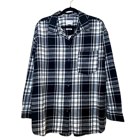 Universal Thread Tops - Universal Thread - Black & White Oversized Flannel - XL